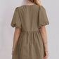 Oh Bow Ruched Puff Sleeve Mini Dress