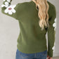 Flower Round Neck Long Sleeve Sweater
