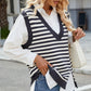 Slit V-Neck Striped Sweater Vest