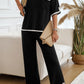 Devine Contrast Trim Half Sleeve Top and Pants Set