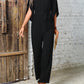 Tied V-Neck Half Sleeve Wide Leg Jumpsuit