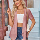 Eyelet Open Front Short Sleeve Cover Up