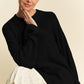 Davi & Dani High-Low Round Neck Drop Shoulder Sweater