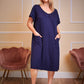Plus Size Round Neck Short Sleeve Lounge Dress