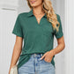 Johnny Collar Short Sleeve Blouse