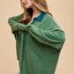 Annie Wear Waffle-Knit Mineral Washed Button Down Shirt