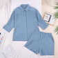 Texture Button Up Shirt and Shorts Set