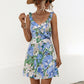 Printed Ruffled Surplice Wide Strap Mini Dress