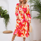 Full Size Printed Long Sleeve Midi Dress