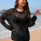 Heart Openwork Long Sleeve Cover-Up
