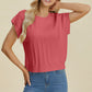 Double Take Full Size Cable-Knit Round Neck Short Sleeve Sweater