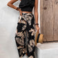 Ruffled Sleeveless Top and Printed Pants Set