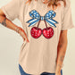 Cherry Graphic Round Neck Short Sleeve T-Shirt