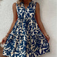 Printed Notched Sleeveless Mini Dress