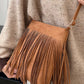 Suede Fringe Shoulder Bag