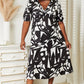 Double Take Camel Printed Surplice Balloon Sleeve Dress