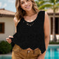 Openwork Round Neck Knit Vest