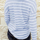 Striped Waffle Knit Henley Long Sleeve Top