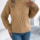 Openwork Round Neck Long Sleeve Sweater