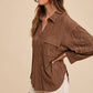 Annie Wear Openwork Button Down Drop Shoulder Shirt