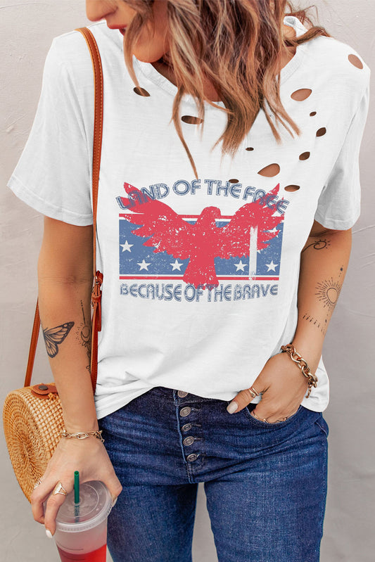 Full Size Cutout Graphic Round Neck Short Sleeve T-Shirt