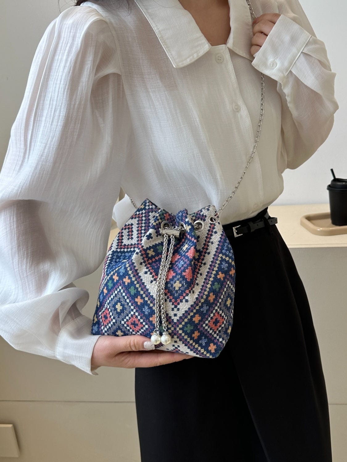 Lily & Luna Printed Chain Bucket Bag