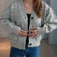 Striped Button Down V-Neck Long Sleeve Cardigan
