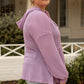Plus Size Waffle Knit Drawstring Half Button Hooded Knit Top