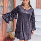 Plus Size Round Neck Flounce Sleeve Mini Dress