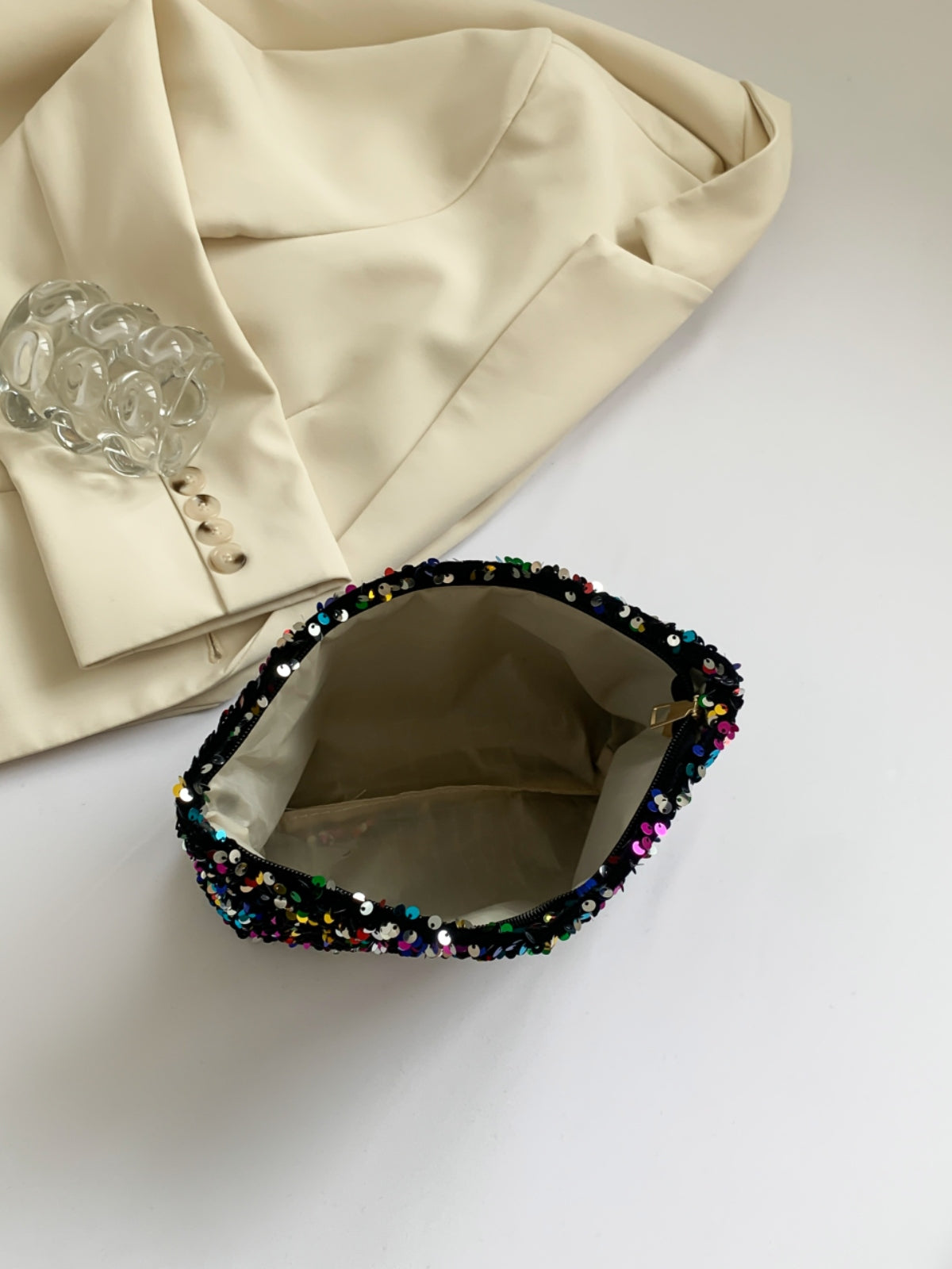 Sequin Clutch with Zipper