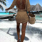 Backless Openwork Drawstring Round Neck Cover Up