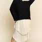 Davi & Dani High-Low Round Neck Drop Shoulder Sweater
