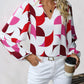 Frill Notched Long Sleeve Blouse