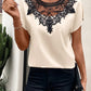 Lace Detail Round Neck Short Sleeve Blouse