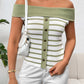 Decorative Button Striped Off-Shoulder Knit Top