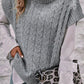 Cable Knit Turtleneck Short Sleeve Sweater