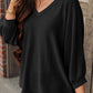 Texture V-Neck Long Sleeve Top