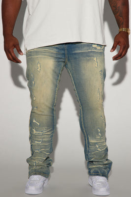 Zip All The Way Stacked Skinny Flare Jeans - Medium Wash