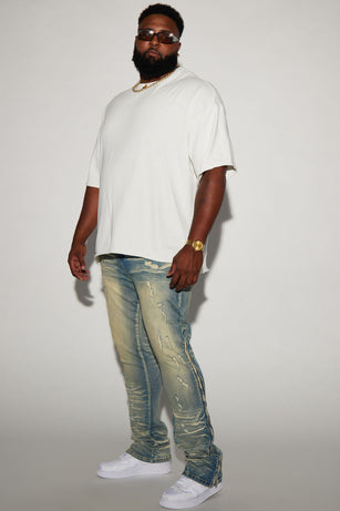 Zip All The Way Stacked Skinny Flare Jeans - Medium Wash