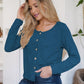 Button Up Round Neck Long Sleeve Cardigan