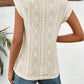 Eyelet Round Neck Cap Sleeve Top