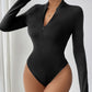 Perfee Half Zip Long Sleeve Bodysuit