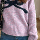 Bow Round Neck Long Sleeve Sweater