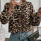 Tied Leopard Round Neck Long Sleeve Top