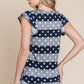 BOMBOM Striped Round Neck Cap Sleeve T-Shirt
