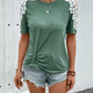 Lace Detail Round Neck Short Sleeve T-Shirt