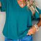 Textured V-Neck Short Sleeve T-Shirt