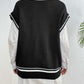 Pearl Trim Contrast V-Neck Sweater Vest
