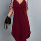 Printed V-Neck Short Sleeve Dress