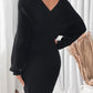 Perfee Surplice Long Sleeve Sweater Dress